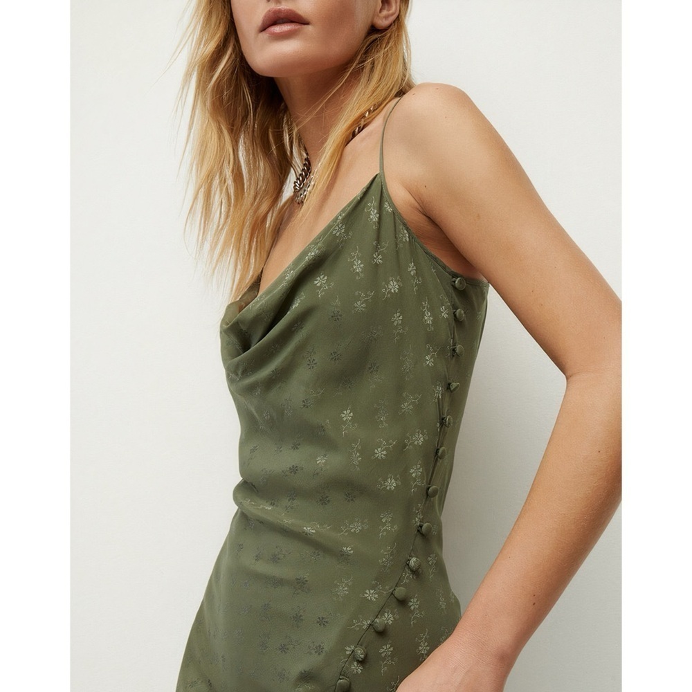 NWOT Veronica Beard Midi Silk Green Sleeveless Chapel Dress - Picture 3 of 7